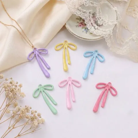 Pendentifs Nœud Papillon en Alliage Laqué Breloques Nœud Couleur Macaron Pour Collier DIY Bracelet Boucle d'Oreille Accessoires de Fabrication de Bijoux Faits à la Main
