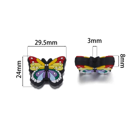 Cuentas de Mariposa de PVC Suave para Hacer Joyas DIY Amuletos para Zapatos Accesorios de Decoración de Colgantes de Bolso para Niños y Mujeres