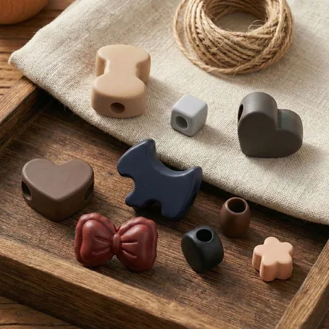 Acrylic Vintage Style Loose Beads For DIY Phone Chain Shoe Charms Water Cup Decoration Matte Morandi Color Animal Flower Heart Spacer Beads Jewelry Accessories