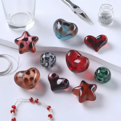 Luipaardprint Acryl Kralen Hart Ster Bol Vormen Voor DIY Armband Ketting Sieraden Maken Benodigdheden Hobby