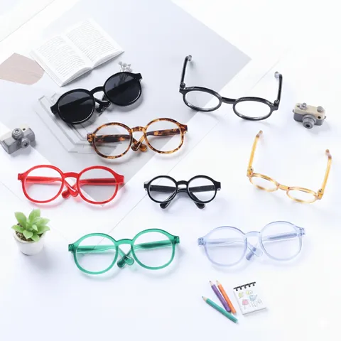 Miniature Round Doll Glasses For Plush Toys Retro Toy Eyeglasses DIY Doll Accessories Multicolored Polycarbonate Lens Decoration Small Large