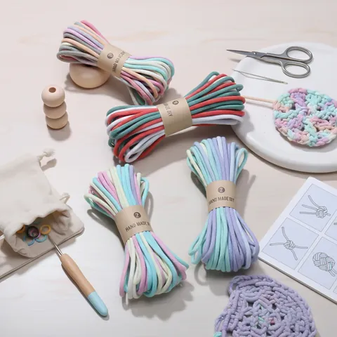 Colorful Cotton Braided Cord Space Dyed Gradient Rope For Handmade DIY Bracelet Keychain Jewelry Making Craft Materials