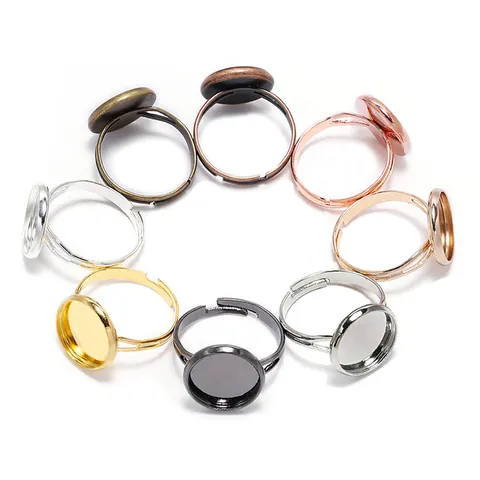 Vintage Adjustable Round Ring Base Bezel Setting Blanks Metal Iron Findings DIY Jewelry Making Handmade Ring Components