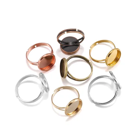 Vintage Adjustable Round Ring Base Bezel Setting Blanks Metal Iron Findings DIY Jewelry Making Handmade Ring Components