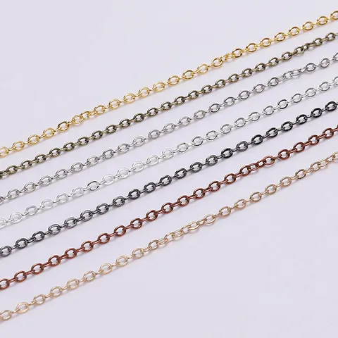 Metal Cable Chain Copper Clad Iron DIY Necklace Findings Jewelry Making Accessory For Bracelet Making Extender Chain