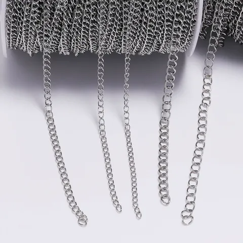 Stainless Steel Flat Round O-Chain For DIY Necklace Jewelry Making Accessories Steel Color Metal Link Chain For Handmade Crafts