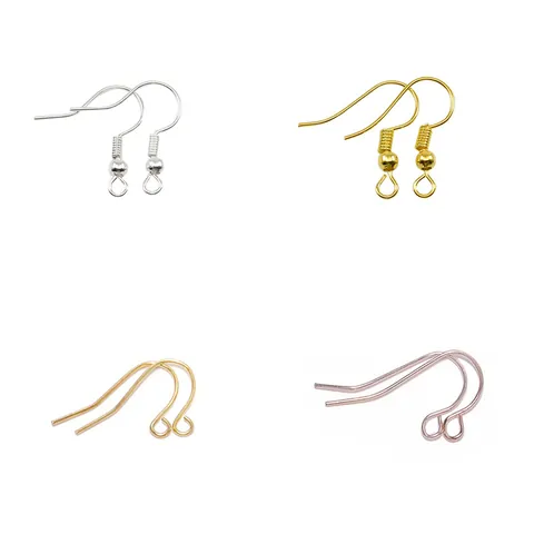 Metal Alloy Earring Hook DIY Jewelry Making French Fish Hook Beaded 9-Shaped Ear Wire Handmade Earring Minimalist Charm