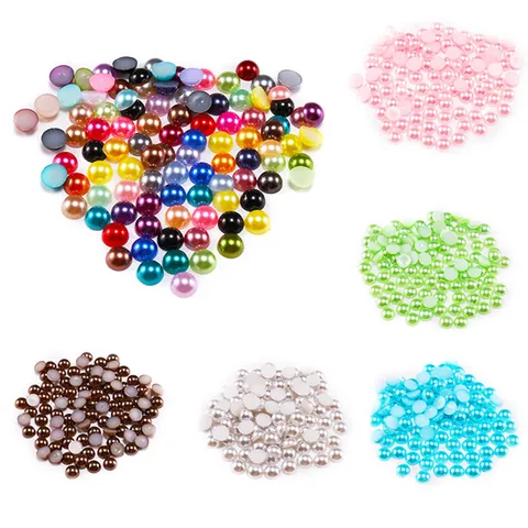 Flatback Half Round Imitation Artificial Pearl Beads ABS Solid Color Beads For DIY Jewelry Making Clothing Nail Art Craft Accessories