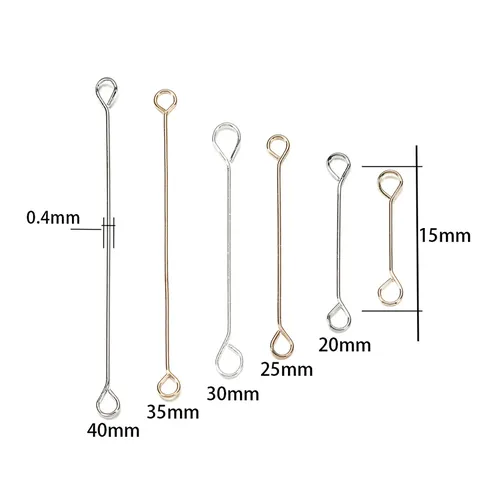 Steel Double Head Eye Pins DIY Jewelry Making Connector Rod For Handmade Necklace Earrings Findings Gold Silver Rhodium