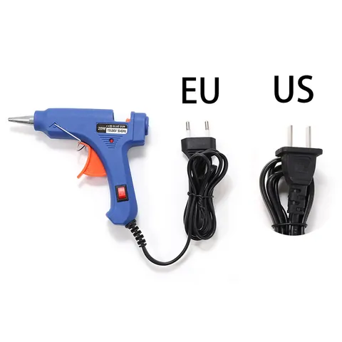 20W Professional Hot Melt Glue Gun With Power Switch Metal Nozzle For Adhesive Sticks US EU Plug DIY Crafts Home Repair Tool