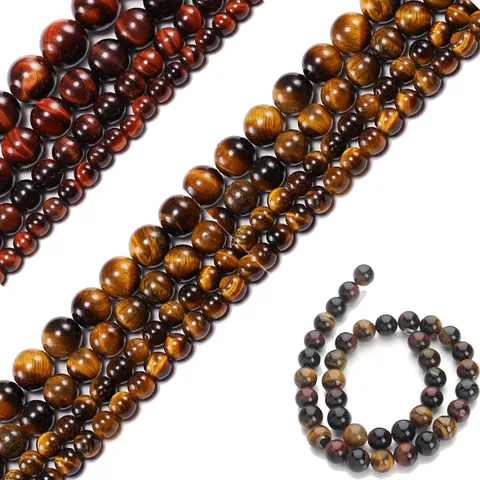 Natural Tiger Eye Stone Round Loose Beads Smooth Polished Gemstone Spacer Beads For DIY Jewelry Making Bracelet Necklace Handmade Accessories