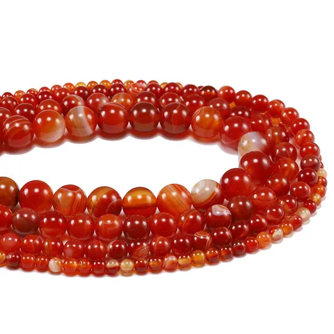 Cuentas Redondas De Ágata Listada Natural Pulida Piedras Espaciadoras Para Fabricación De Joyas DIY Pulsera Collar Tamaños Múltiples