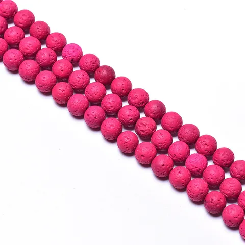 Natural Volcanic Lava Stone Round Loose Beads For DIY Jewelry Making Frosted Porous Rock Beads For Bracelets Necklaces Black