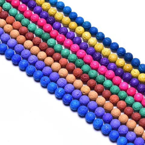 Natural Volcanic Lava Stone Round Loose Beads For DIY Jewelry Making Frosted Porous Rock Beads For Bracelets Necklaces Black