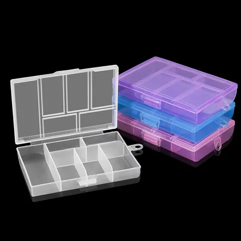 Transparent 6 Compartment Plastic Jewelry Storage Box Portable PP Bead Organizer Case With Lid For Earrings DIY Crafts