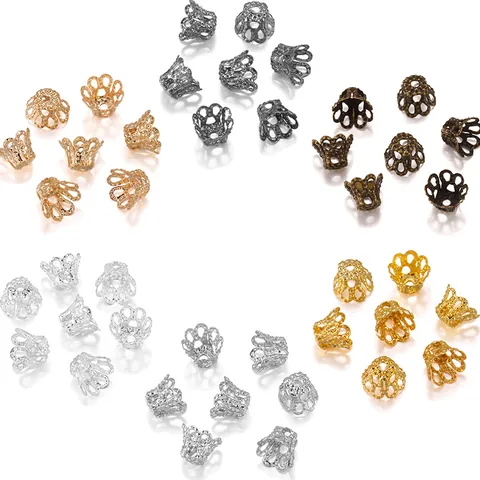 Vintage Alloy Hollow Flower Bead Caps Crown Spacer Findings For DIY Jewelry Making Bracelet Necklace Craft Accessories
