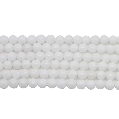 Natural Porcelain White Stone Loose Beads Round Polished Semi Finished Beads For DIY Jewelry Making Bracelet Necklace