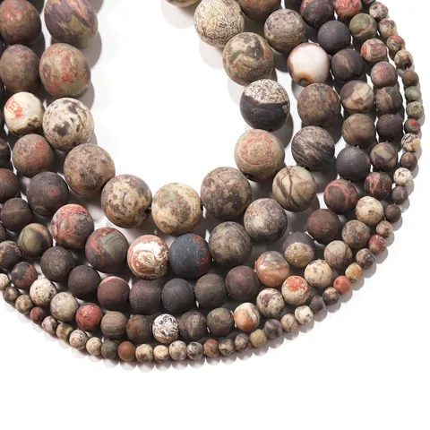 Natural Frosted Flower Agate Round Beads Matte Finish Natural Stone Loose Beads For DIY Jewelry Bracelet Necklace Making