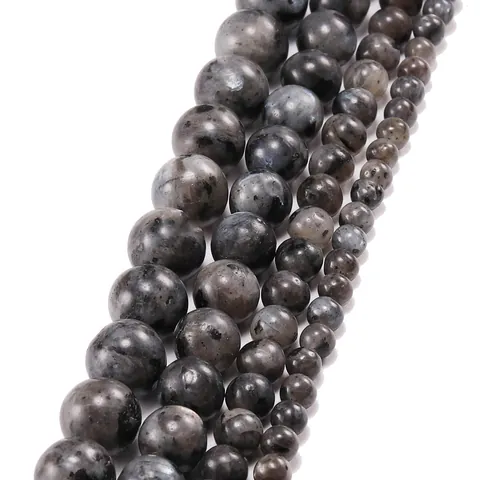 Natural Labradorite Loose Beads Strand For DIY Jewelry Making Polished Round Stone Beads Grey Flash Stone Beads For Crafts