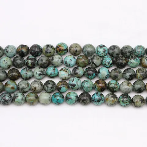 Natural African Turquoise Stone Round Beads For DIY Jewelry Making Polished Loose Beads For Bracelet Necklace Craft Supplies
