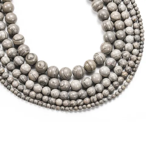 Natuurlijke Houtnerf Jaspis Steen Ronde Losse Kralen Grijs Gestreepte Tussenzetters Voor Doe Het Zelf Sieraden Maken Armband Ketting