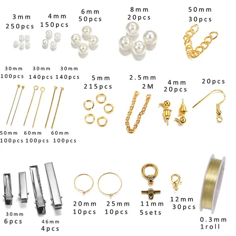 DIY Schmuckherstellung Kit Legierung Perlenimitat Kupferdraht Ohrring Zubehör Offene Ringe Karabinerverschlüsse Für Handarbeit