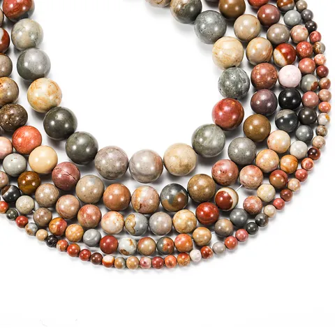 Natürliche Picasso Jaspis Lose Perlen Runde Edelsteinperlen Für DIY Schmuckherstellung Armband Halskette 4mm 6mm 8mm 10mm 12mm
