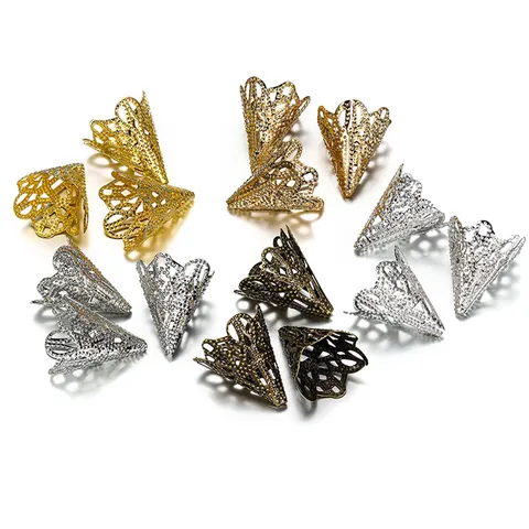 Calottes de Perles en Fer Filigrane Fleur Cônes Ajourés pour Création Bijoux Accessoires Cheveux DIY Vintage en Métal