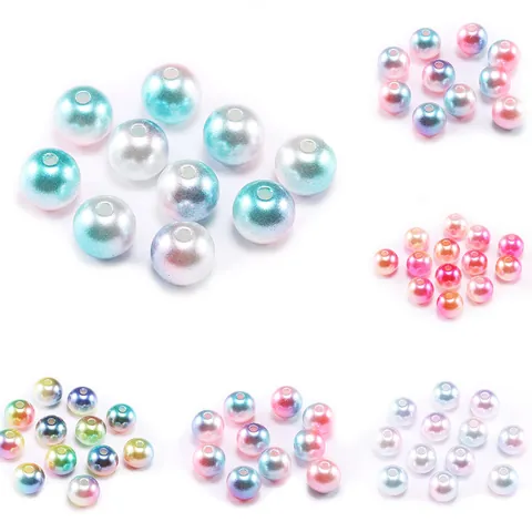 Künstliche Perles d'Imitation en ABS Couleur Dégradé Bonbon Rondes Sphériques Künstliche Perles en Vrac Pour Création de Bijoux DIY Accessoires