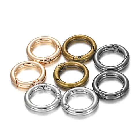 Zinc Alloy Round O-Ring Spring Clasp Snap Hook For DIY Handbag Jewelry Making Keychains Metal Circular Buckle Connector Accessory