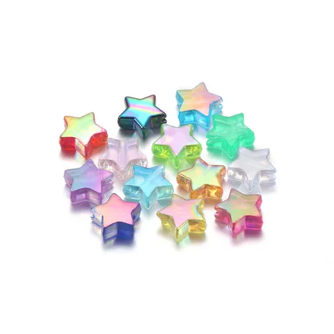 Perles en Acrylique Irisées Forme d'Étoile pour Création de Bijoux DIY Accessoires de Perles Colorées pour Bracelets Colliers