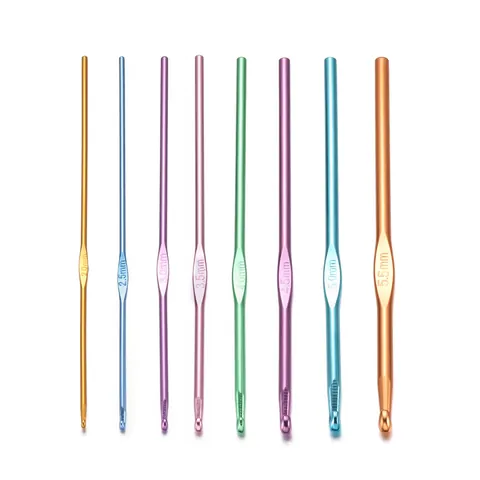 Crochets en Alumine Multicolores Outils de Tricotage Métalliques pour Pulls Écharpes Tissage DIY Aiguilles à Tricoter à la Main