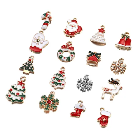 Kerst Legering Emaille Charms Voor Sieraden Maken DIY Kerstman Rendier Bel Sneeuwvlok Hangers Voor Kettingen Armbanden Accessoire