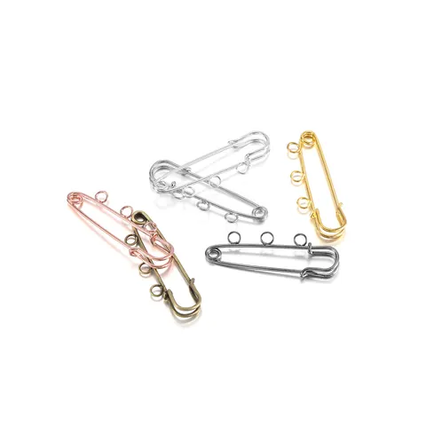 Iron DIY Jewelry Making Accessories Metal Multi-Hole Safety Pins Brooch Base For Handcraft Clothing Pins Decorative Findings