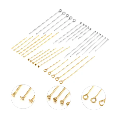 Gold Stainless Steel Ball Head Pins Eye Pins Flat Head Pins For DIY Jewelry Making Findings Earrings Necklace Craft Supplies