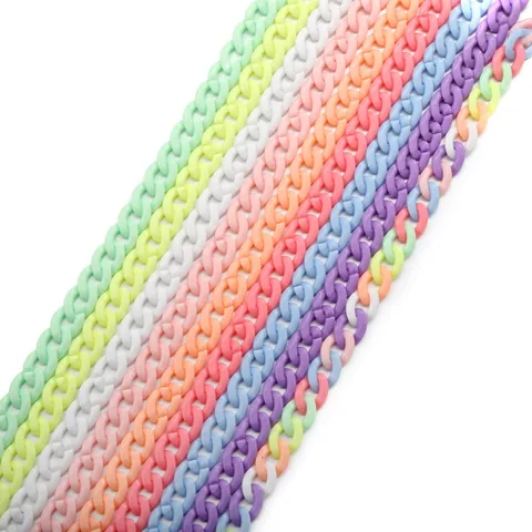 Acrylic Macaron Color Open Links Curb Chain Buckles DIY Jewelry Accessories For Necklace Mask Phone Strap Bag Chain Women