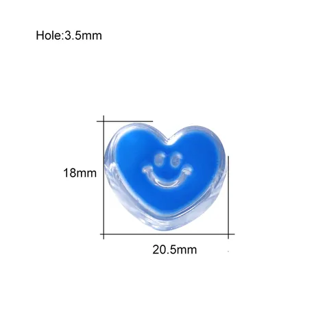 Acrylic Heart Smiley Face Loose Beads For DIY Jewelry Making Colorful Heart Shaped Cartoon Beads For Handmade Craft
