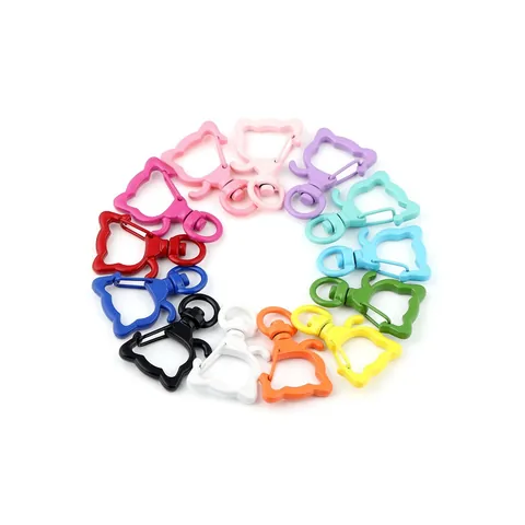 Multi Color Zinc Alloy Painted Lobster Clasps Heart Cat Star Moon Shell Bear Shape Keychain Hooks For DIY Jewelry Making Accessories