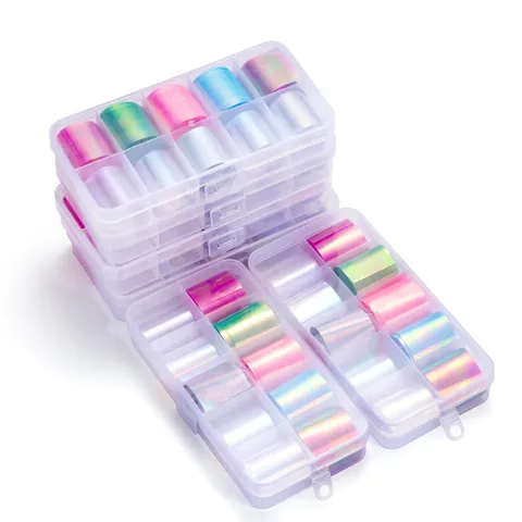 Autocollants Transfert Papier Verre Ongles Aurora Irisant Laser Holographique Pour Décoration Manucure DIY Matériau Feuille Multicolore
