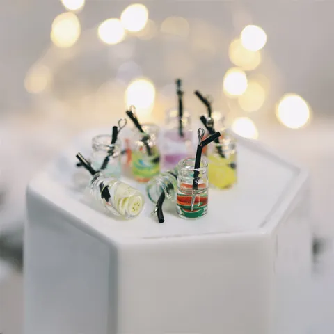 Mini Glass Wishing Bottle Pendants Polymer Clay Fruit Flower DIY Jewelry Making Accessories For Earrings Necklaces Keychains