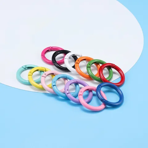 Mousqueton Rond en Alliage Laqué Anneau en O à Ressort pour Porte-clés DIY Fabrication de Bijoux Accessoires de Sac Couleurs Bonbon