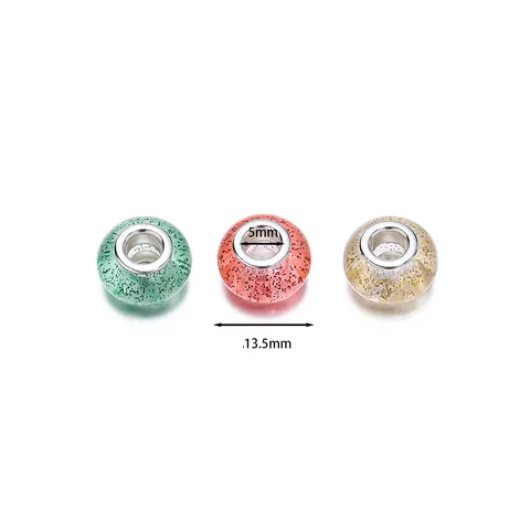 Cuentas de Agujero Grande de Acrílico con Purpurina y Lunares Amuletos de Estilo Europeo para Creación de Joyas DIY Pulseras Collares