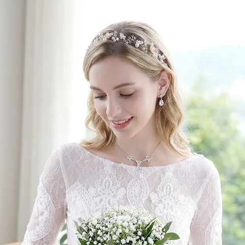 Handgefertigte Hochzeit Haarranke Künstliche Perle Kristall Blume Stirnband Gold Silber Strass Haarschmuck Elegante Braut Accessoires Damen