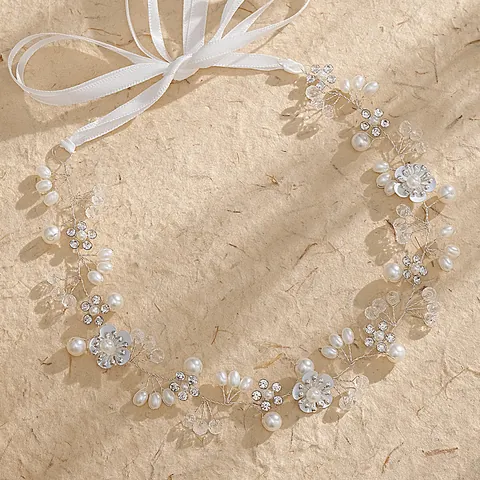Handgefertigte Hochzeit Haarranke Künstliche Perle Kristall Blume Stirnband Gold Silber Strass Haarschmuck Elegante Braut Accessoires Damen