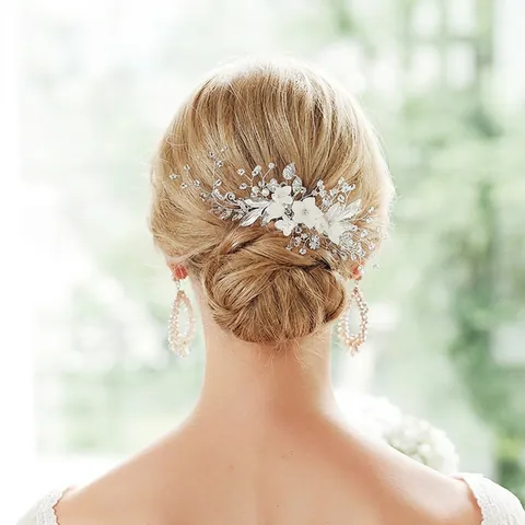 Pettine per Capelli da Sposa Floreale Fatto a Mano con Künstliche Perle e Strass in Lega Accessori per Capelli per Matrimonio Banchetto Donna Copricapo Elegante