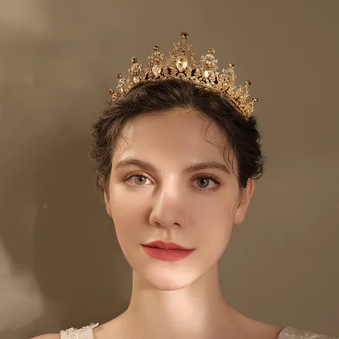 Corona Tiara Barroca Vintage de Aleación de Strass para Boda Fiesta Fotografía Mujer Accesorios Elegantes para el Cabello