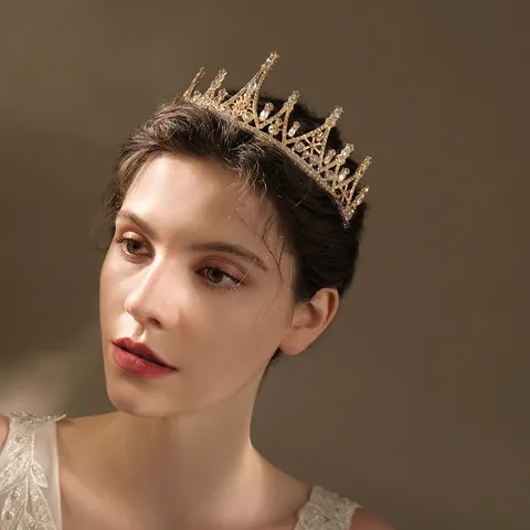 Vintage Baroque Bridal Crown And Earrings Set Zinc Alloy Rhinestone Snowflake Tiara For Wedding Birthday Party Women Jewelry