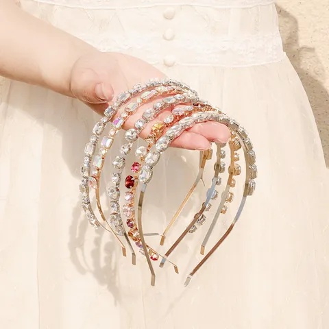 Elegant Rhinestone Headband Women Shinning Colorful AB Crystal Thin Hair Band Wedding Party Daily Fashion Hair Jewelry