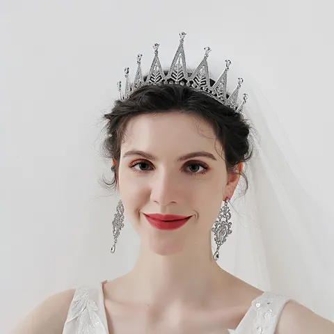 Luxury Zinc Alloy Rhinestone Wedding Crown Elegant Silver Tiara For Bridal Party Birthday Prom Women Hair Accessories