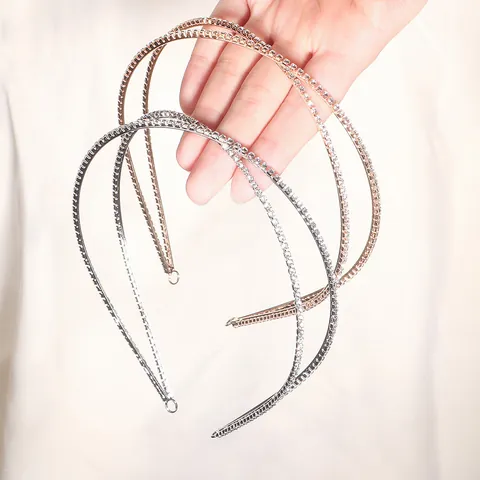 Diadema Cruzada de Strass Elegante para Mujer Oro Plata de Doble Capa para Boda Fiesta Joyería Minimalista